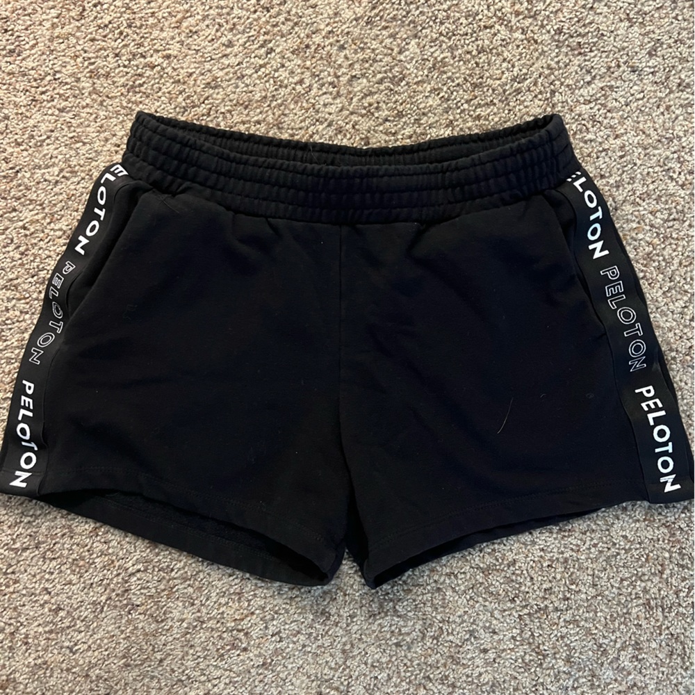 Peloton track shorts, black, size medium